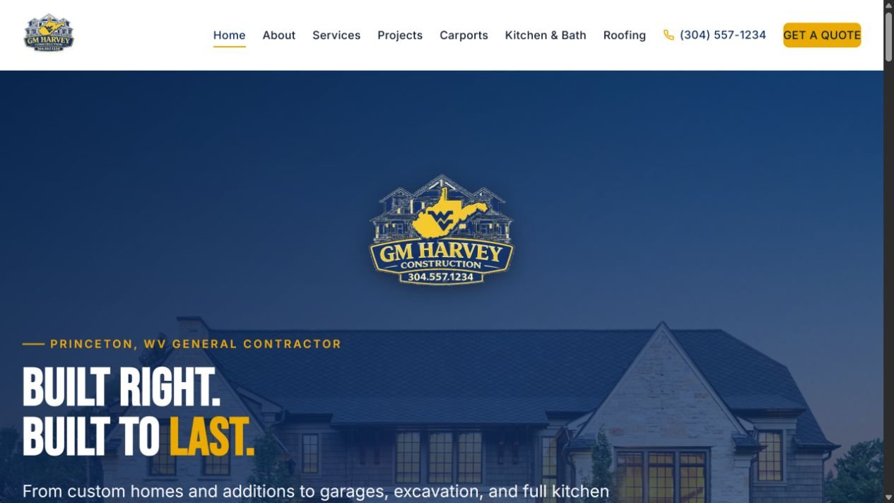 GM Harvey Builds live website preview