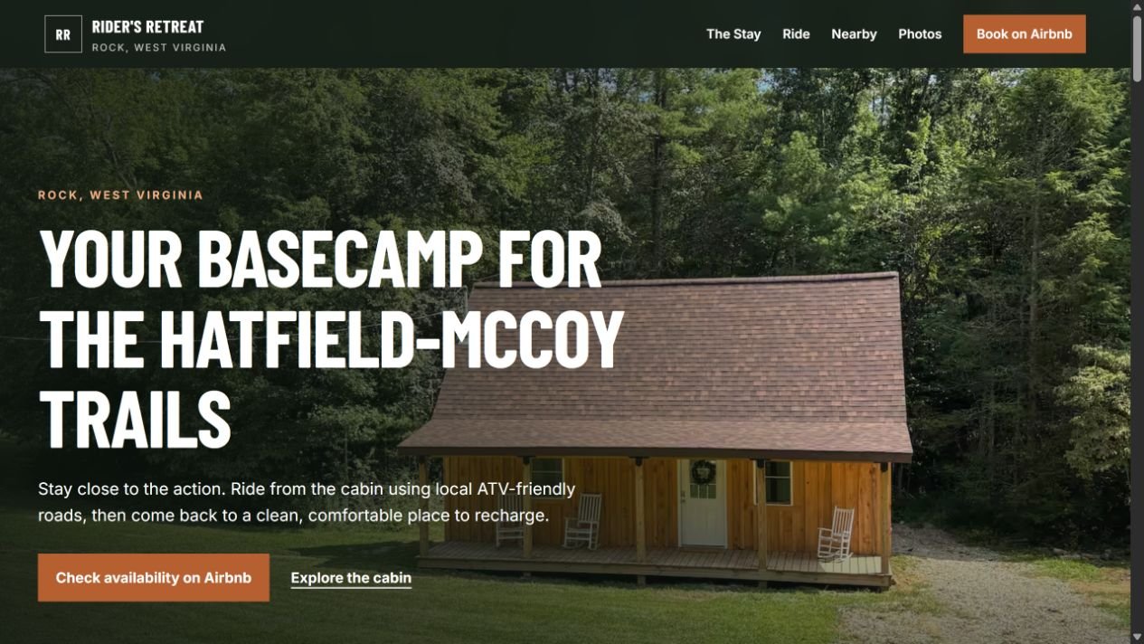 Rider’s Retreat WV live website preview